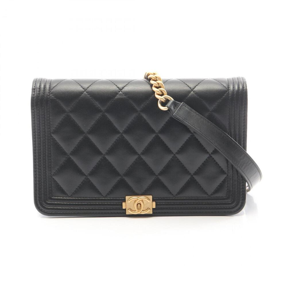 Chanel Boy Shoulder Bag/Handbag, Lambskin Leather, Women's, Black, A81969